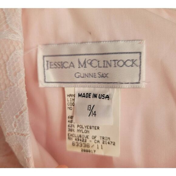 Gunne Sax 80's Romantic Lace Pink Dress L - Picture 7 of 10